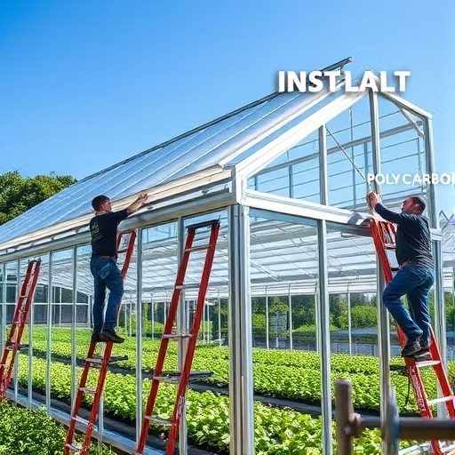 نصب ورق پلی کربنات گلخانه‌ای